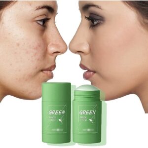 Green Mask Stick, Green Tea Purifying Clay Stick Mask Oil Control Solid Mask Deep Cleaning Moisturizing Mask
